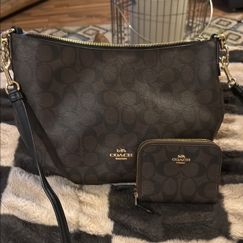 Coach Brown Signature Bag and Wallet Set